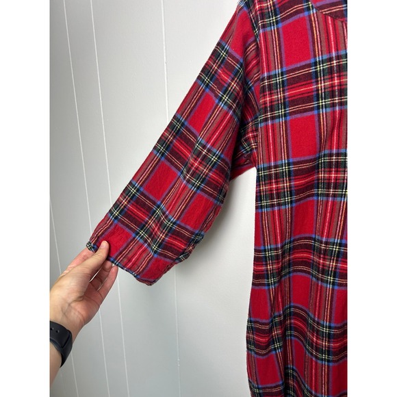 The Vermont Country Store Plaid Nightgown Dress Size M Red Cotton moomoo holiday - Picture 5 of 8
